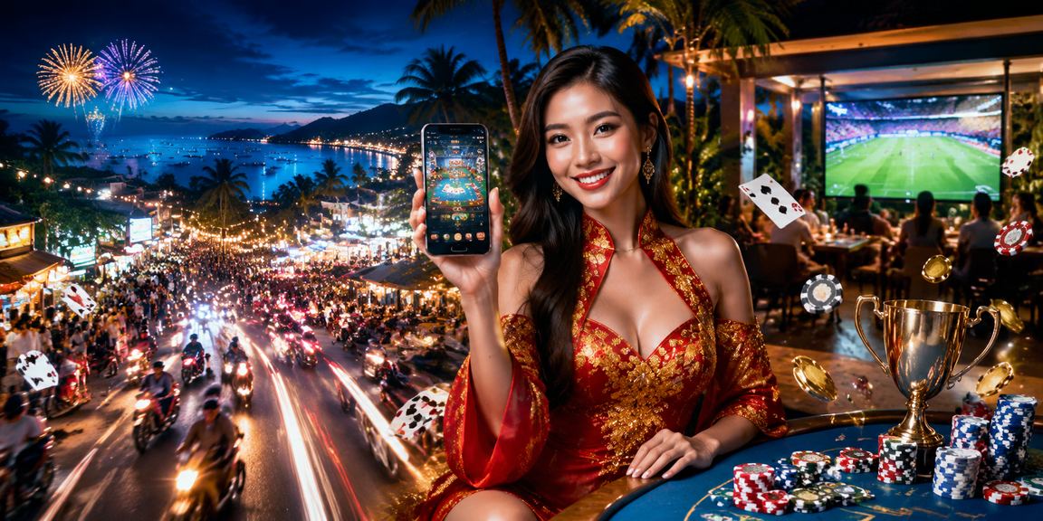 Bàn chơi bài neon tại Phú Quốc – không khí sòng bạc hiện đại kết hợp ánh đèn màu sắc